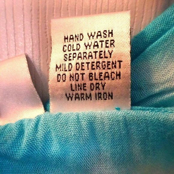 OSO Casuals Button Down Blue and White Collared Rayon Tie Dyed Long Sleeve Cover - Picture 7 of 7